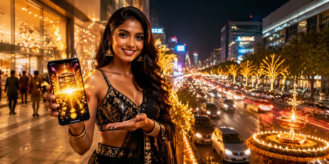 Bangalore MG Road decorated for Diwali with slot game theme